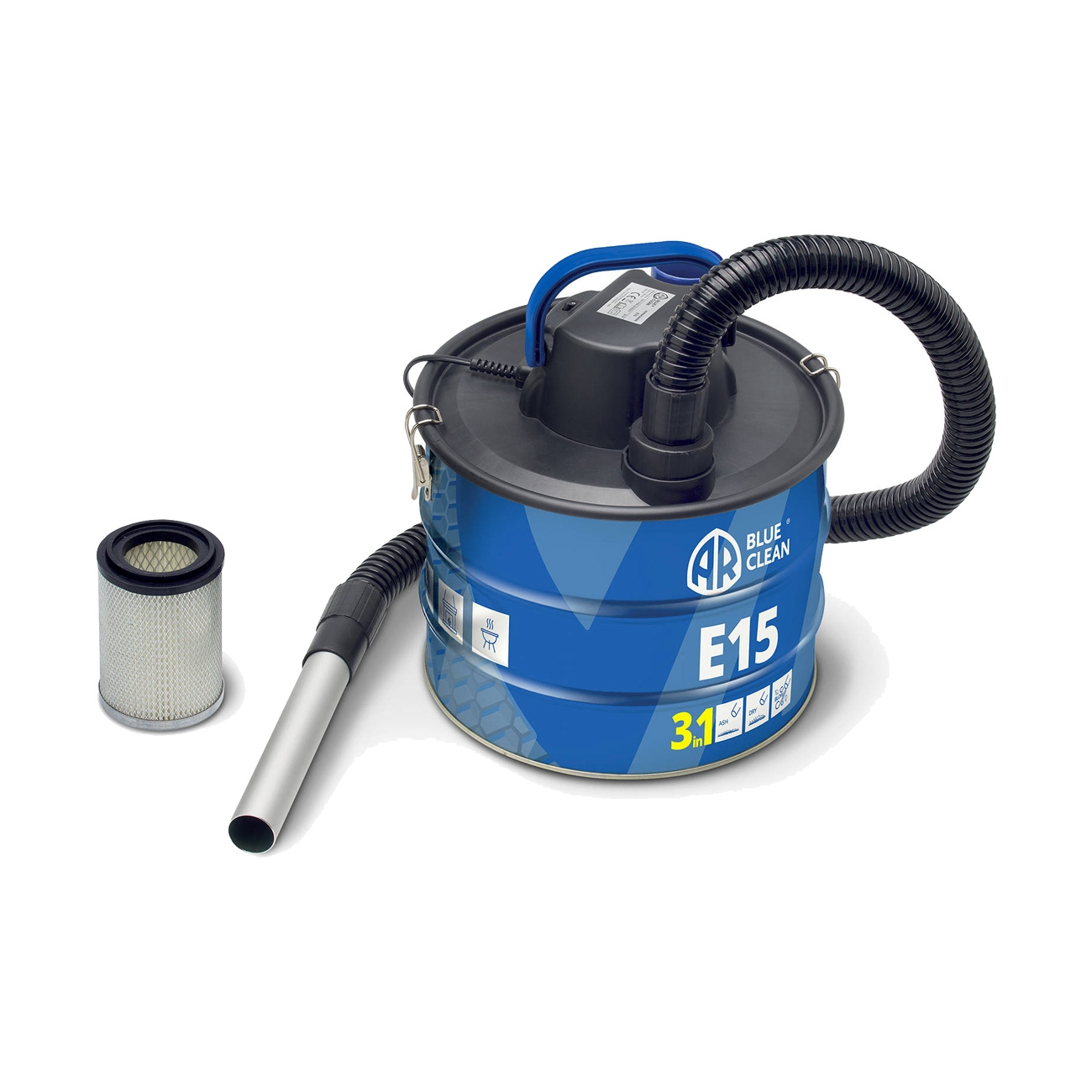 Sellnet Aspiracenere 20L Con Doppio Filtro HEPA E Tessuto &ndash; 1200W, 4 Ruote, Tubo 2m, SN121 Per Camino E Barbecue