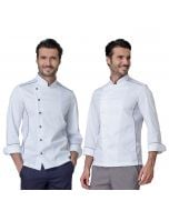 Siggi Eros Giacca Chef Unisex Per Donna E Uomo | Bianco E Nero | Cotone Misto Resistente | Taglie M E L | Per Cucina Professionale E Hobby