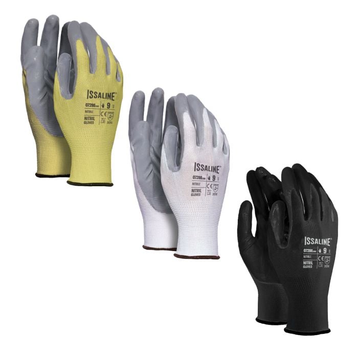 240 PAIA DI GUANTI DA LAVORO SPALMATI MISURE 9/10/11 IN NITRILE