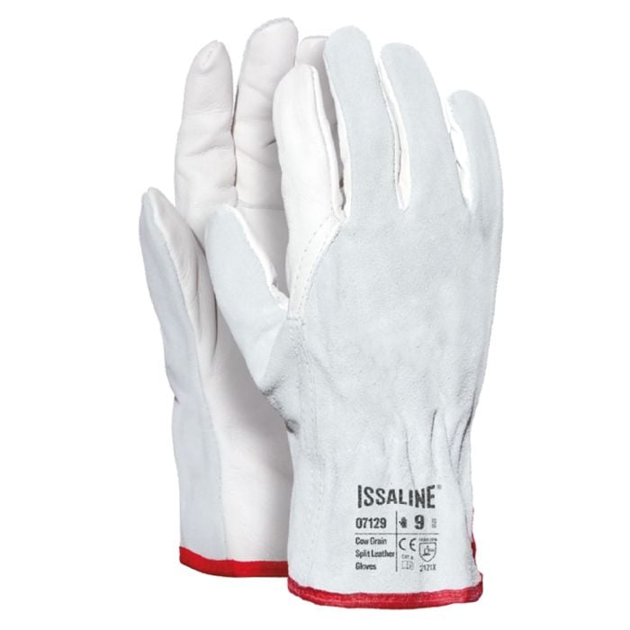 Guanti in pelle fiore Industrial Starter 07129 bianchi con dorso in