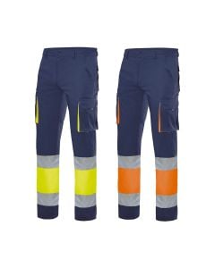 Pantalone Da Lavoro Unisex Advance Bicolore Arancio Blu Alta Visibilit&agrave; - Vestibilit&agrave; Slim - Siggi