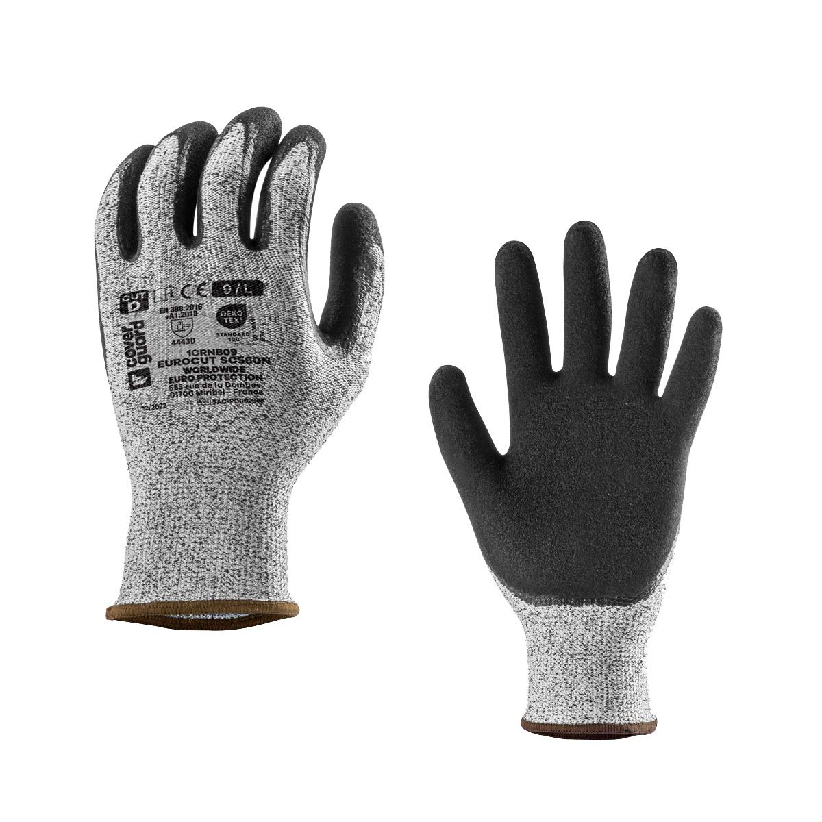 Högert Technik VECHTE Guanti protettivi rivestiti in nitrile, verde/grigio, taglia 8, 12 paia/confezione, resistenti all'abrasione, ideali per lavori di montaggio e manutenzione precisi
