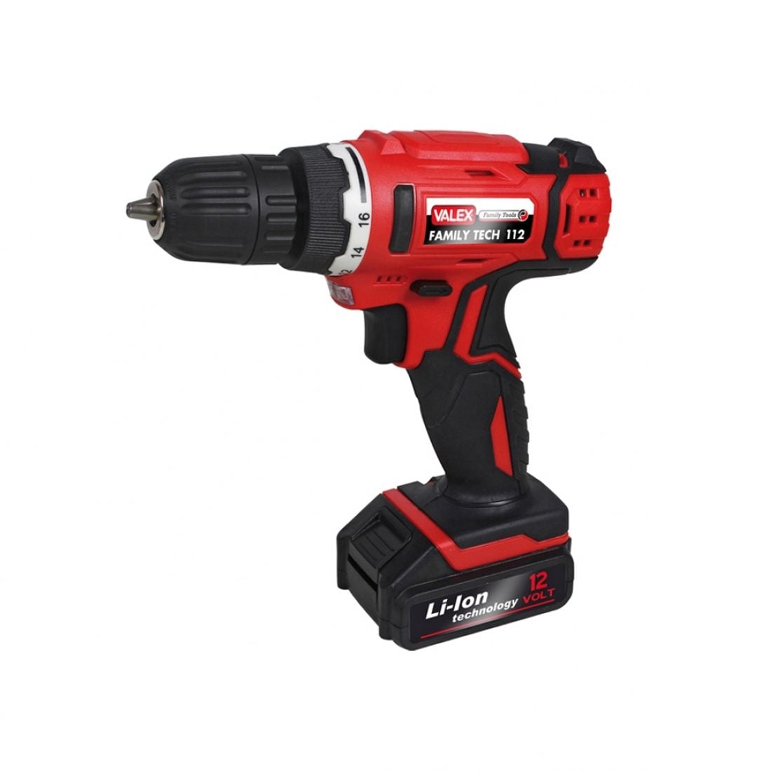 Trapano Avvitatore A Batteria Litio 12V VALEX Family-Tech 112, Mandrino 10mm, LED, 0-650 Giri/min